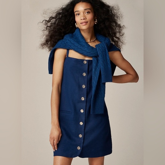 J. Crew Dresses & Skirts - j.Crew Claudia blue linen dress with button accents size medium pockets